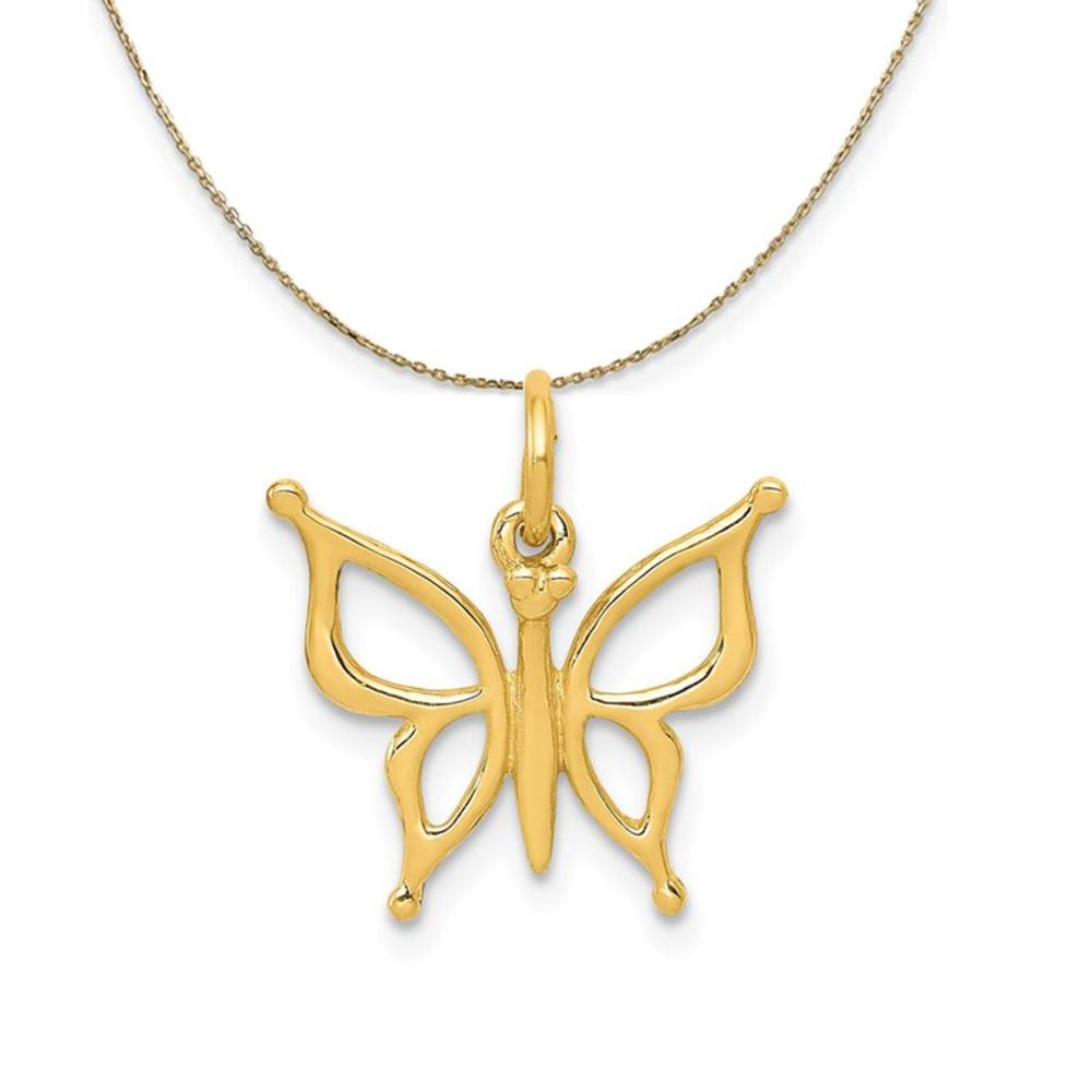 14k Yellow Gold Polished Butterfly (15mm) Necklace - 20 Inch